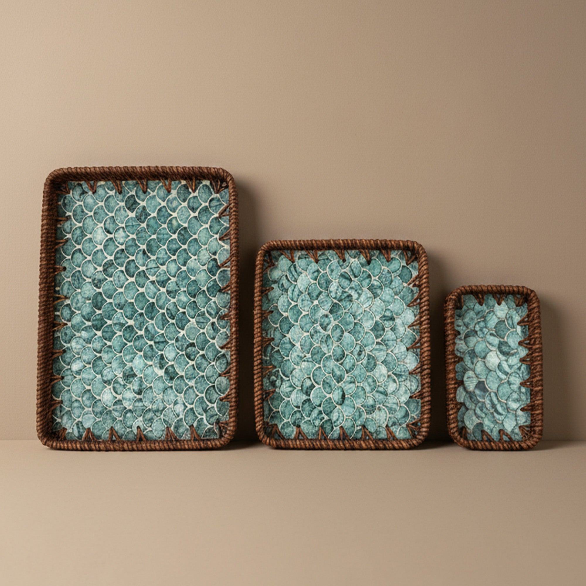 Rattan trays - Trio