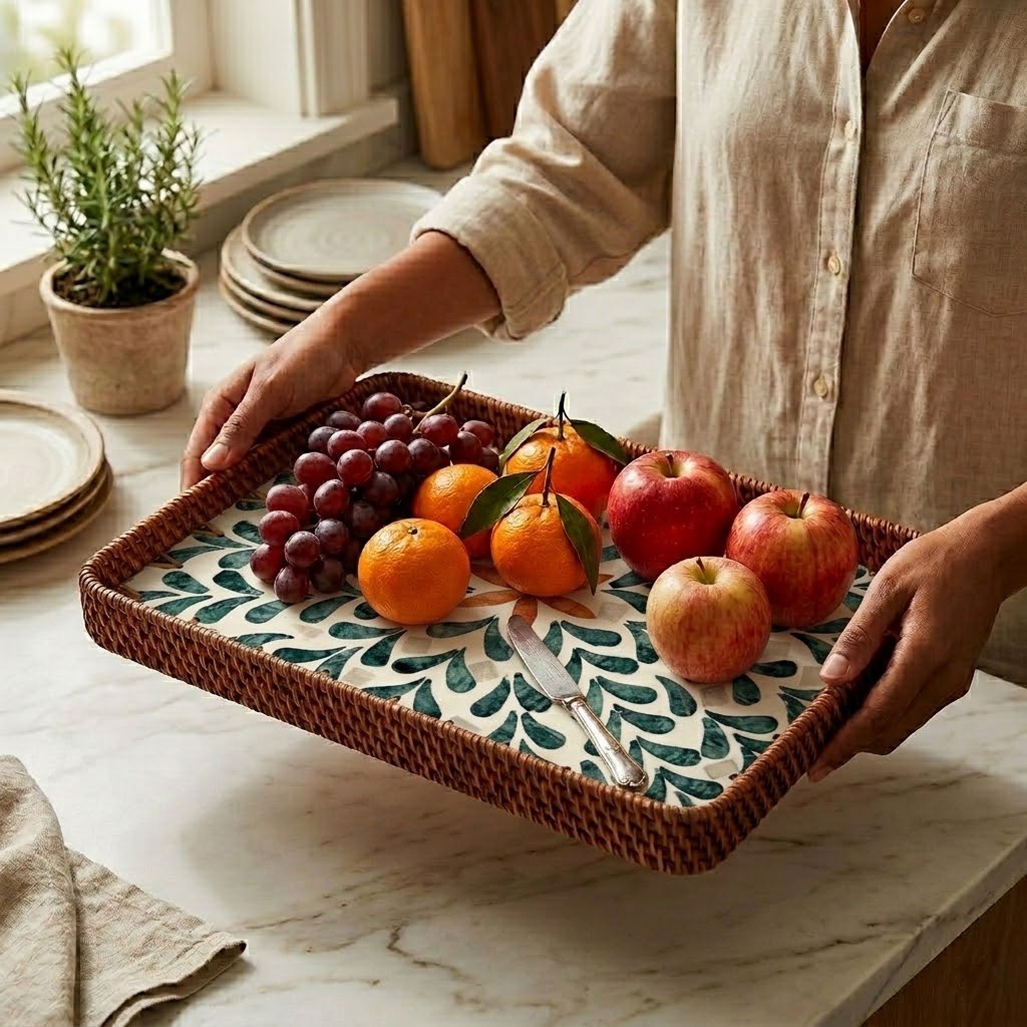 Rattan trays - Flora