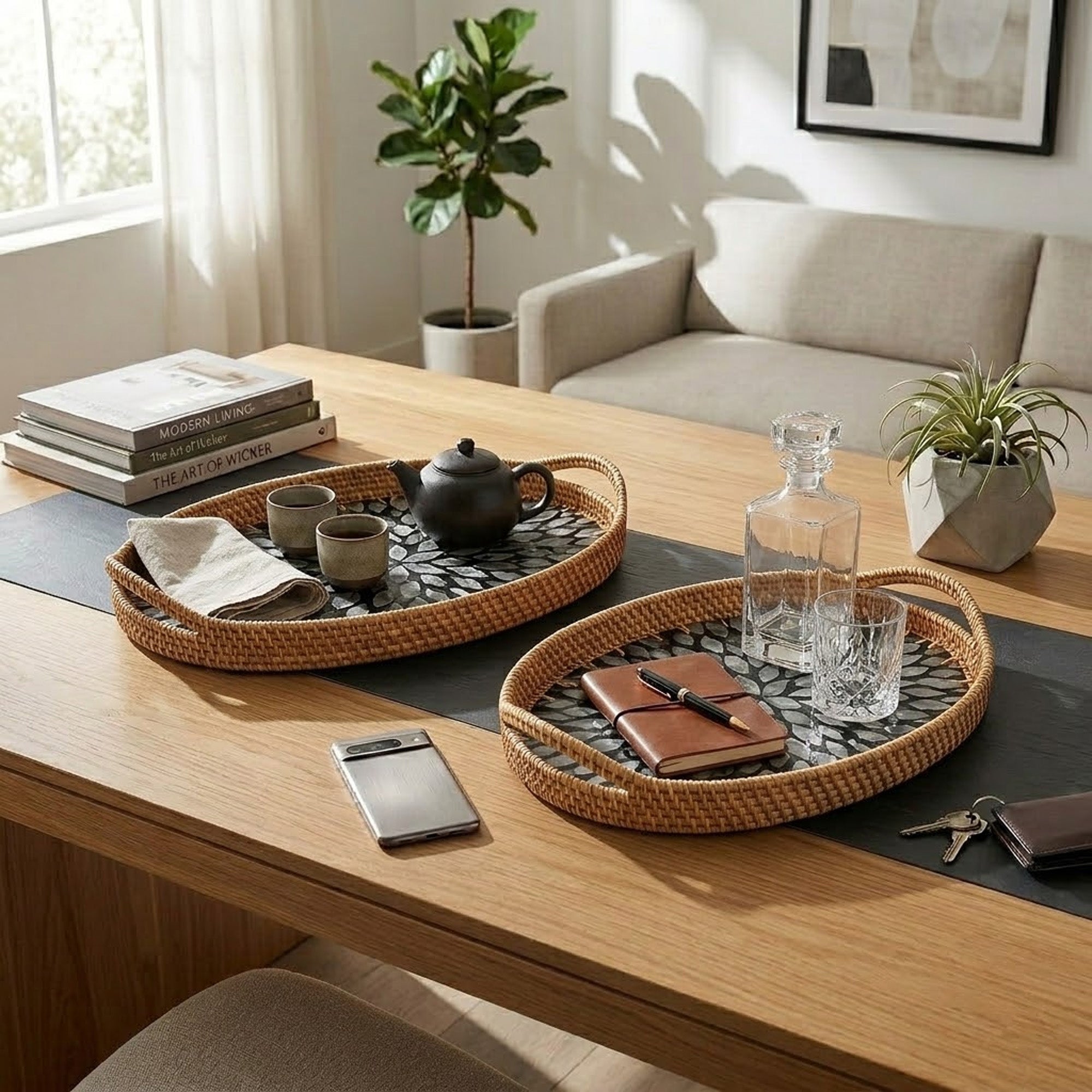 Rattan trays - Noir