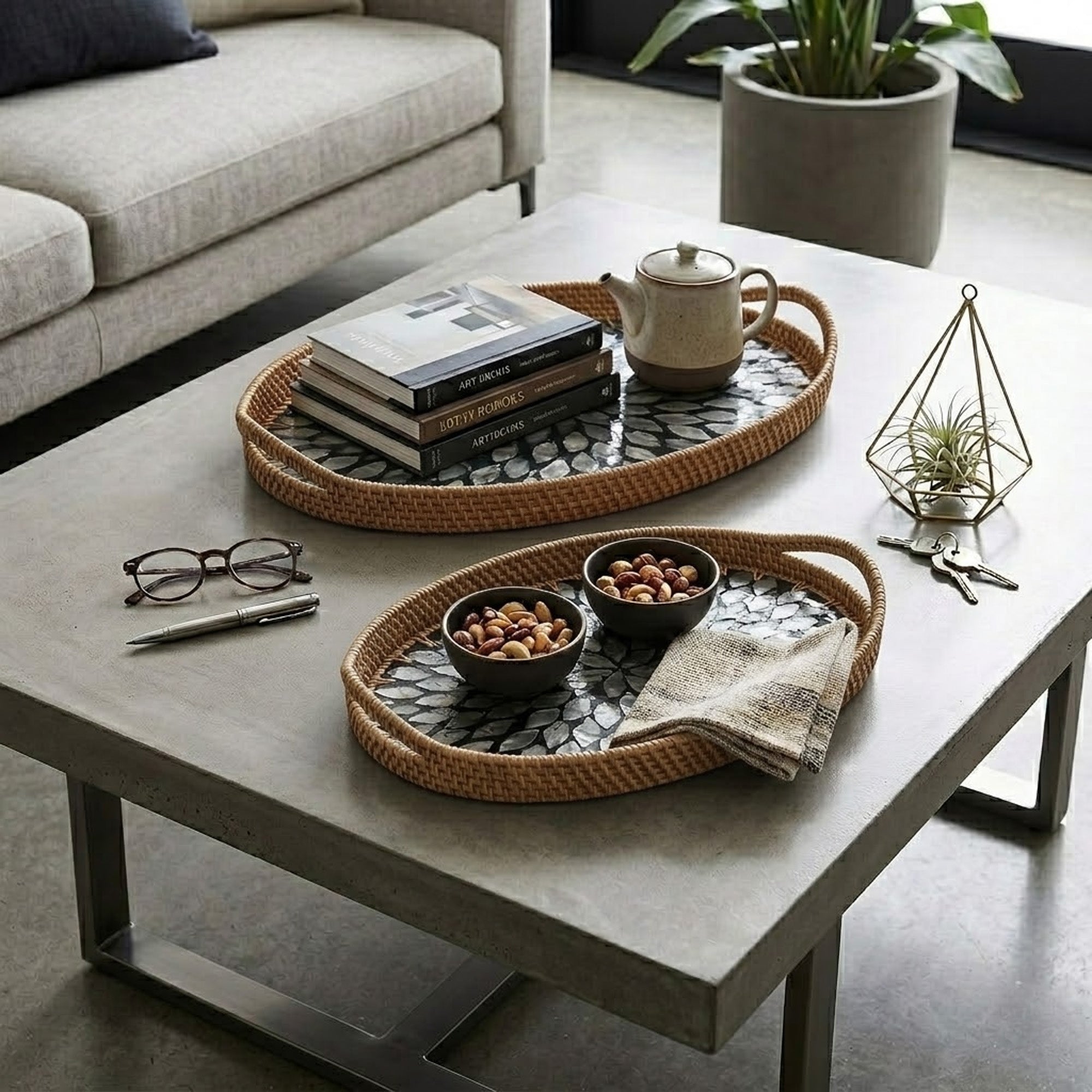 Rattan trays - Noir