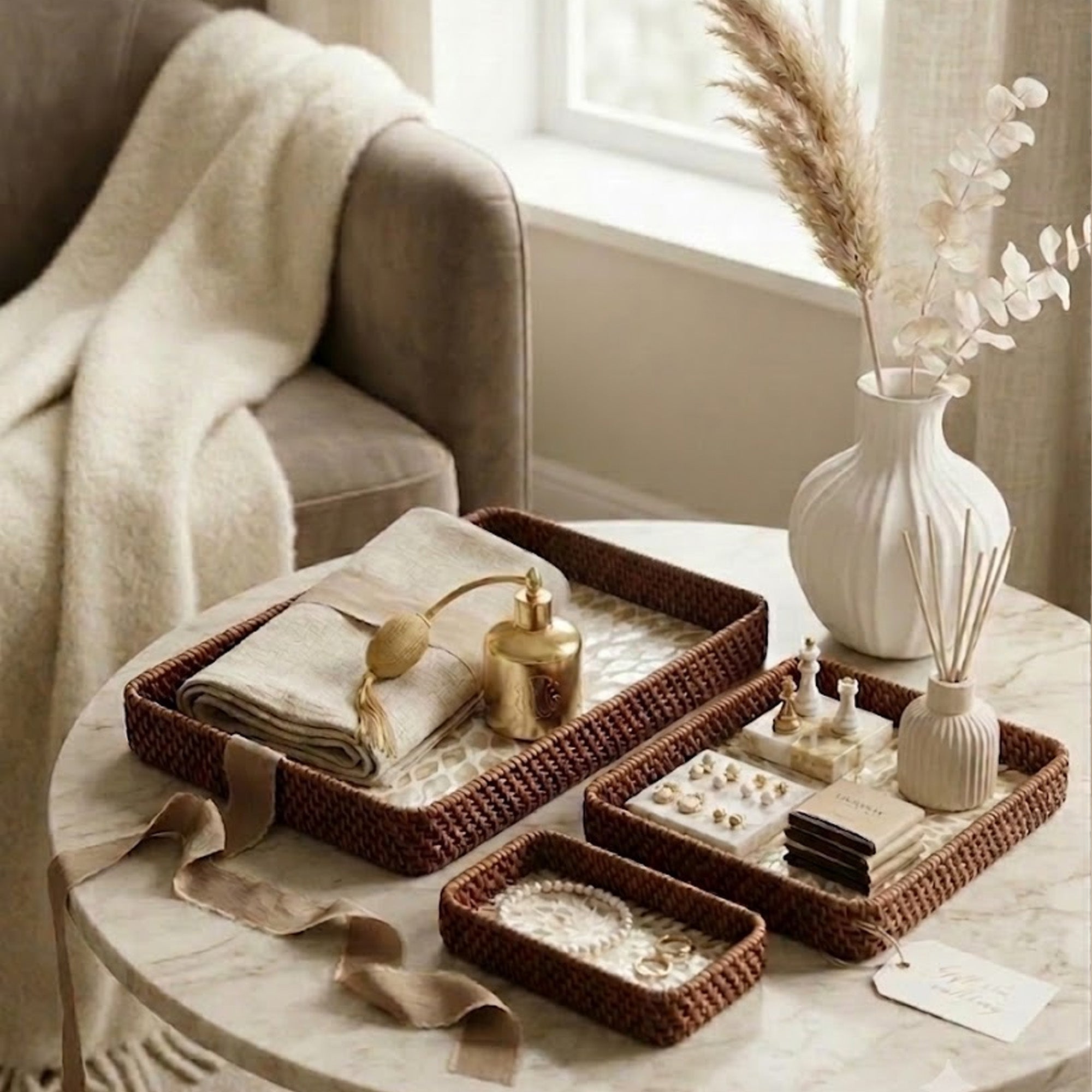 Rattan trays - Petal