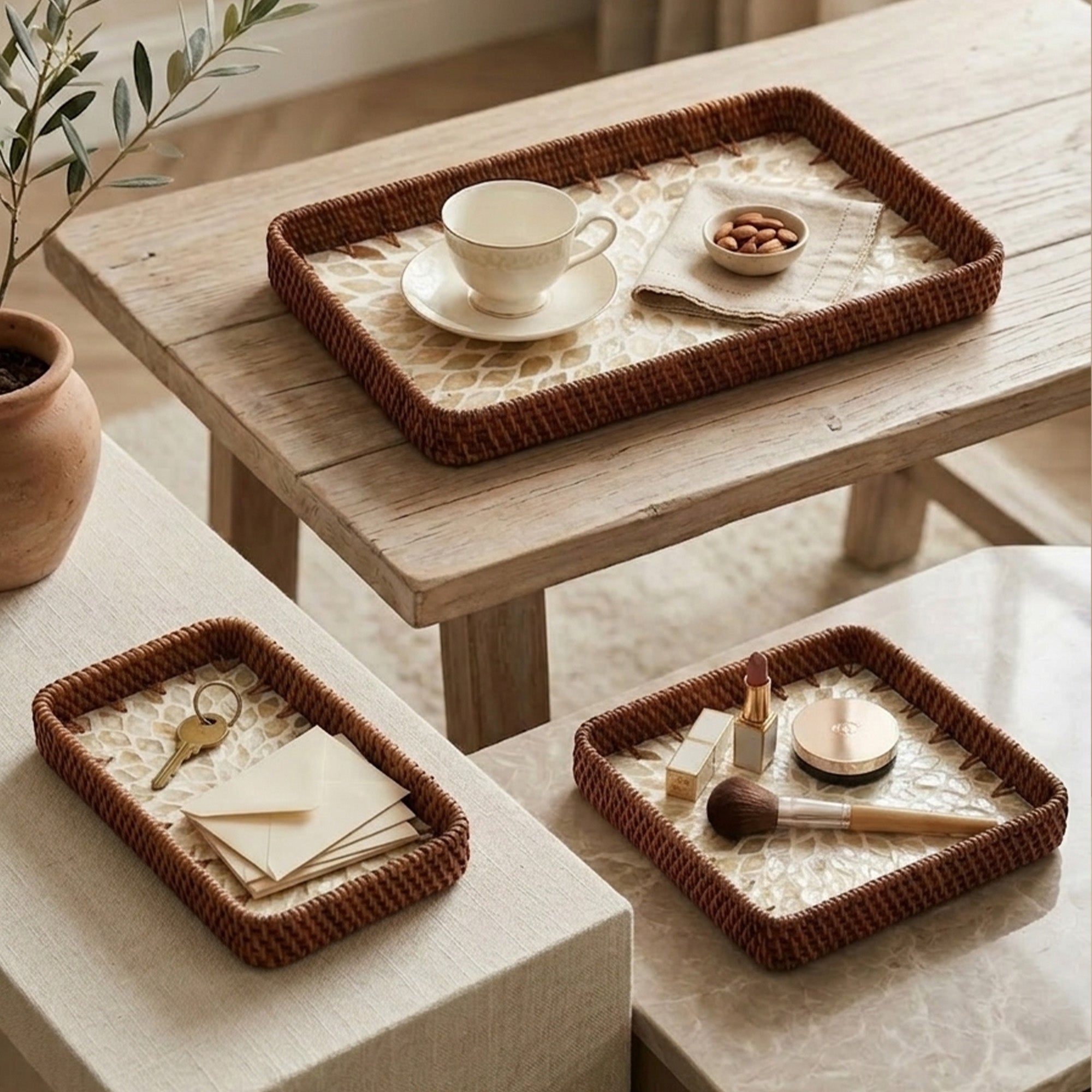 Rattan trays - Petal
