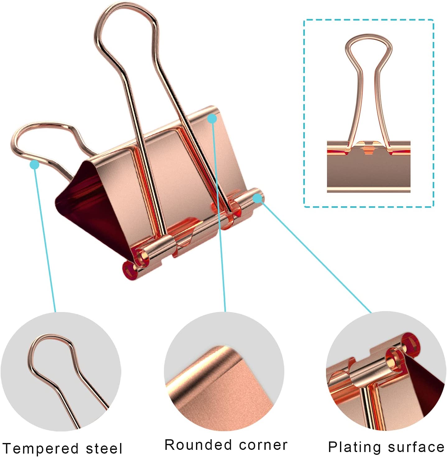 Rose Gold Binder Clips