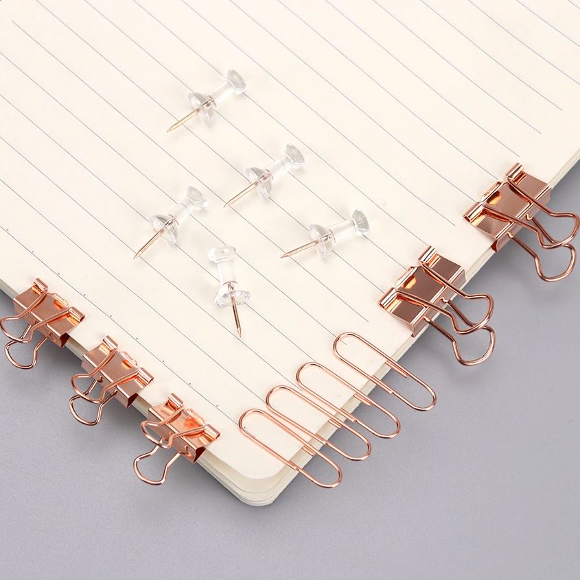 Stationery Binder Clips - Rose Gold