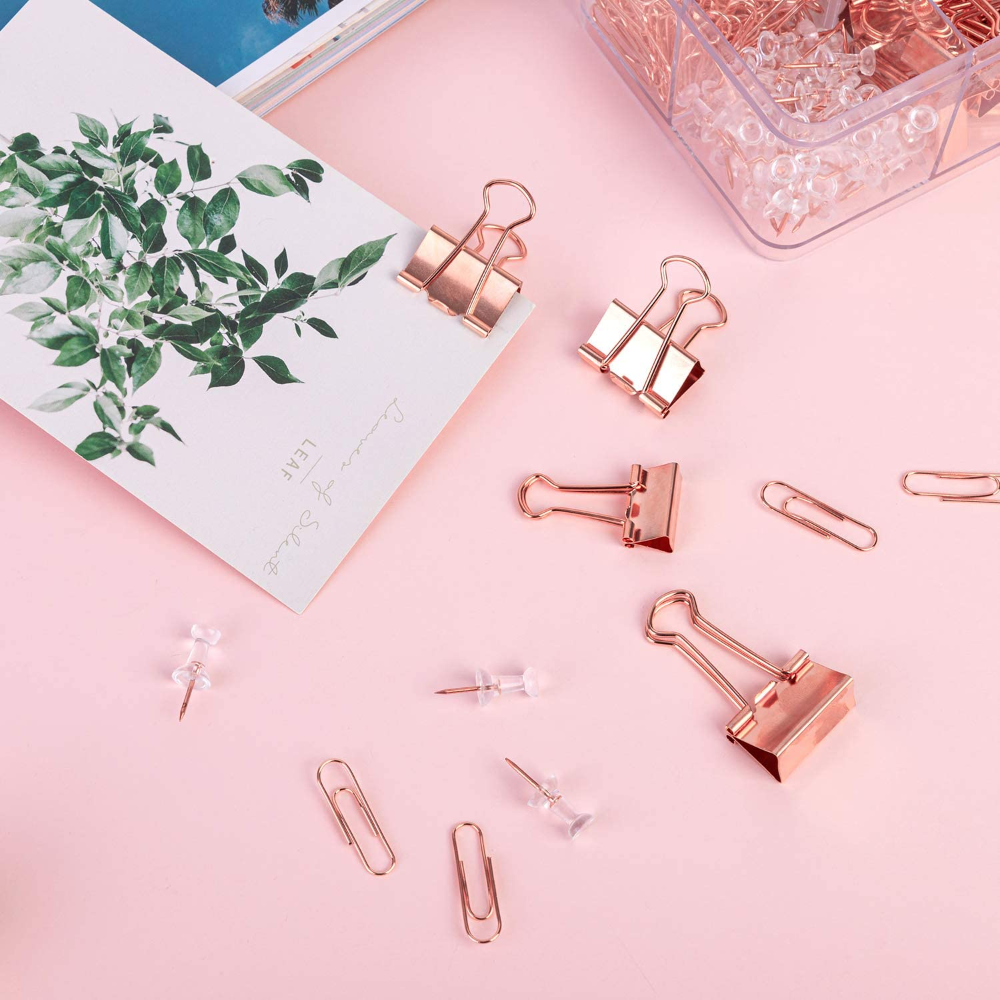 Stationery Binder Clips - Rose Gold