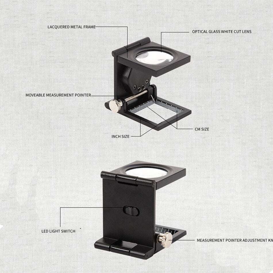 10X Folding Magnifier LED