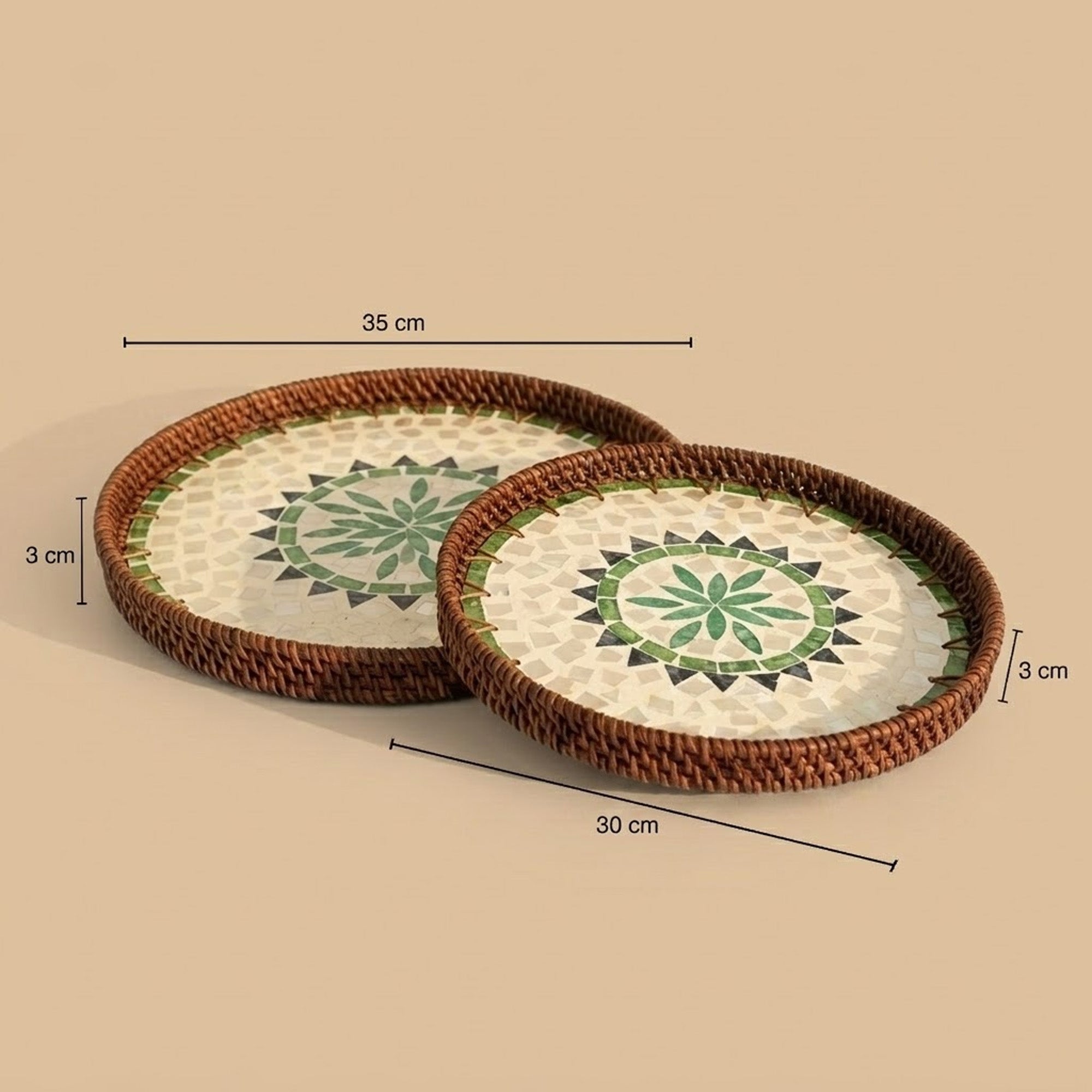 Rattan trays - Mosaic - oddpod