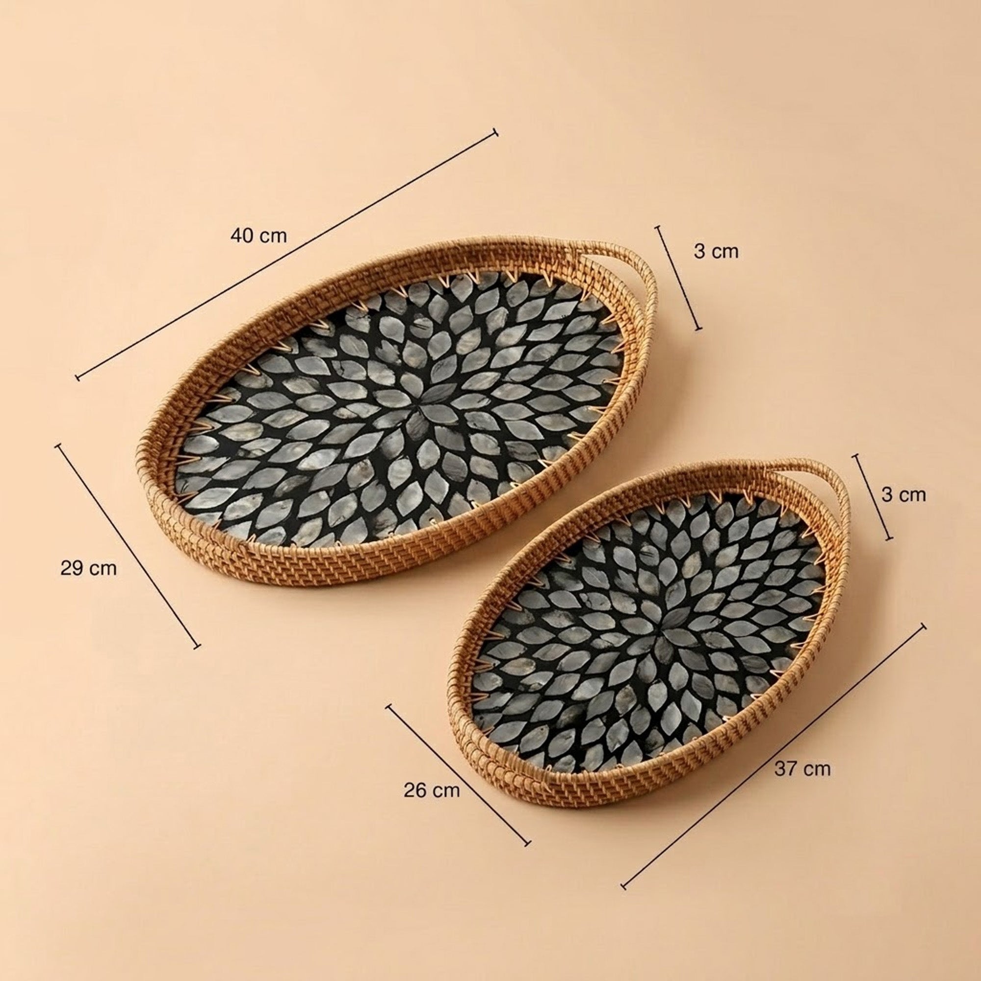 Rattan trays - Noir