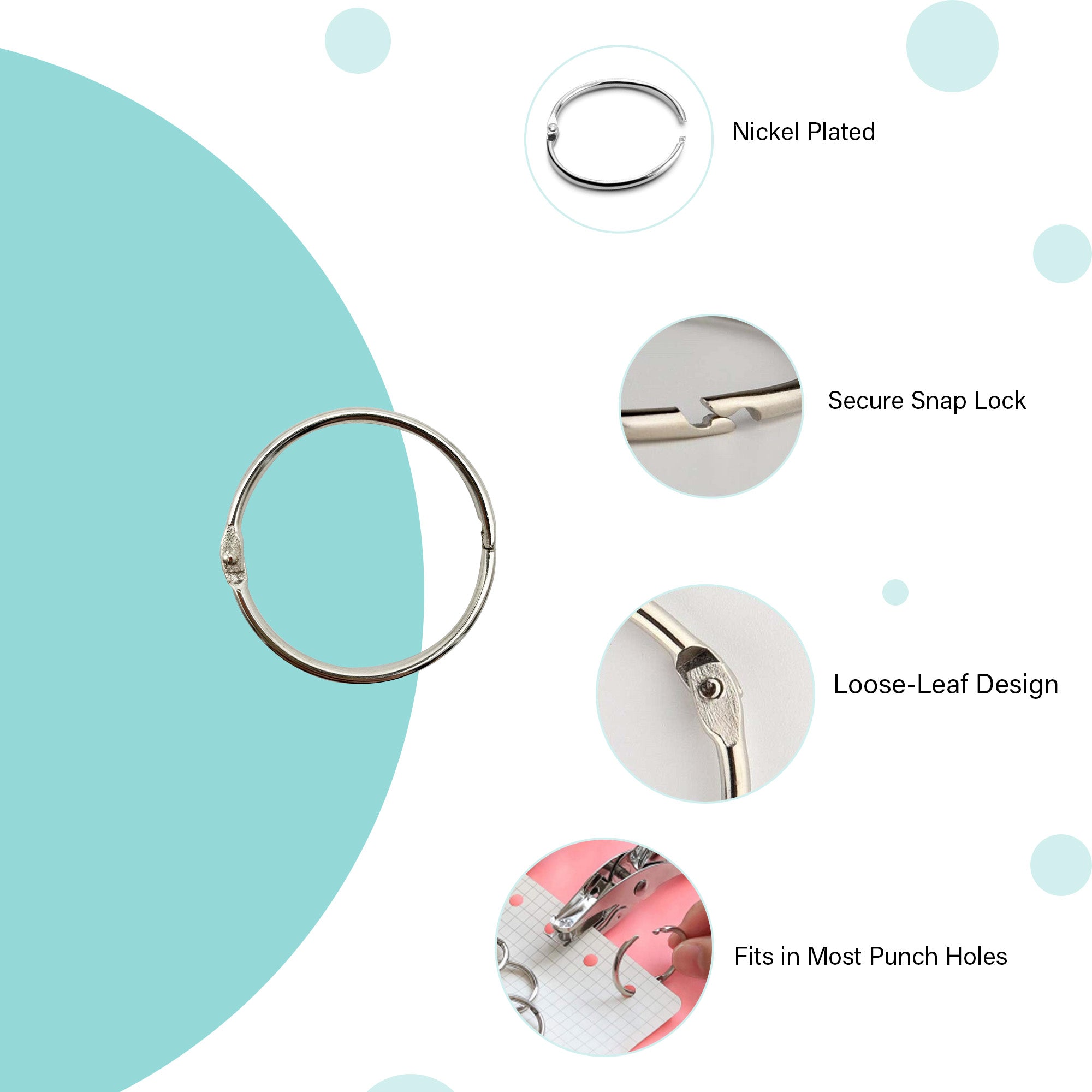19mm Book Rings - Silver - oddpod