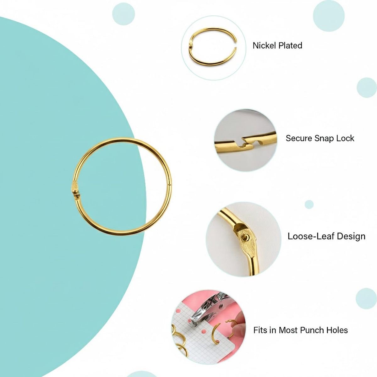 19mm Book Rings - Gold - oddpod
