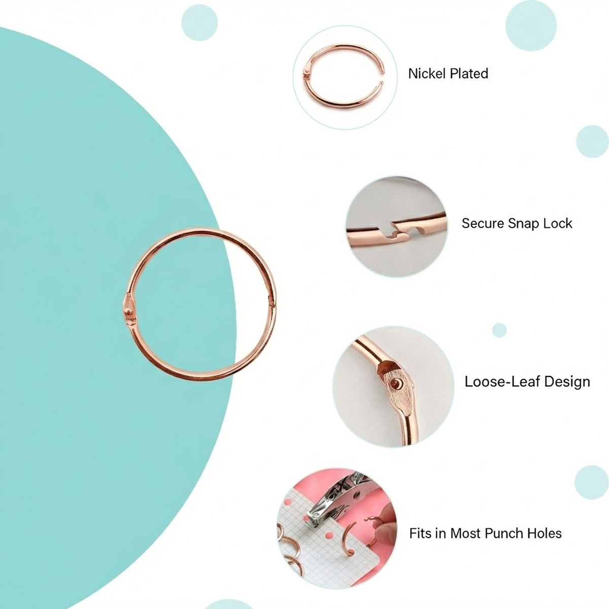 25mm Book Rings - Rose Gold - oddpod