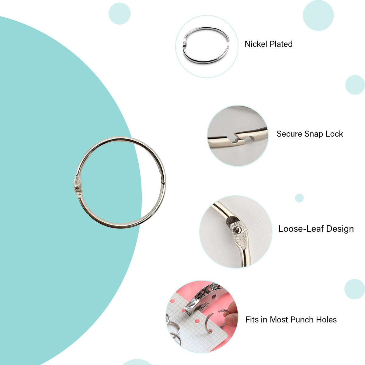 38mm Book Rings - Silver - oddpod