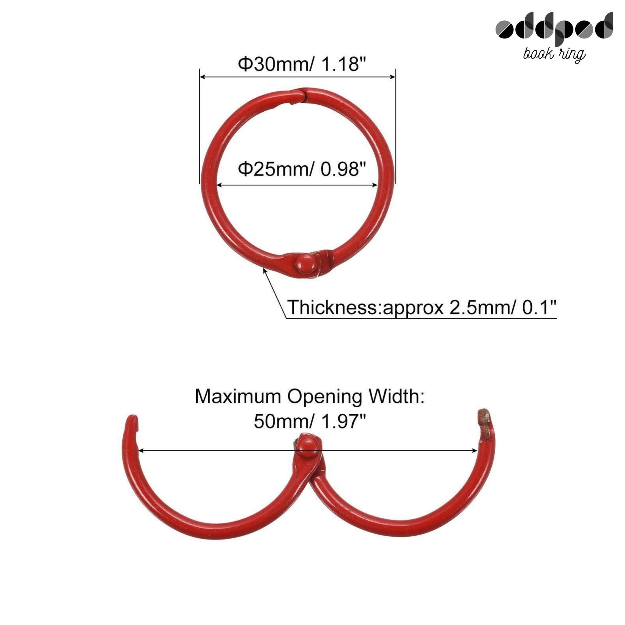25mm Book Rings - Red - oddpod