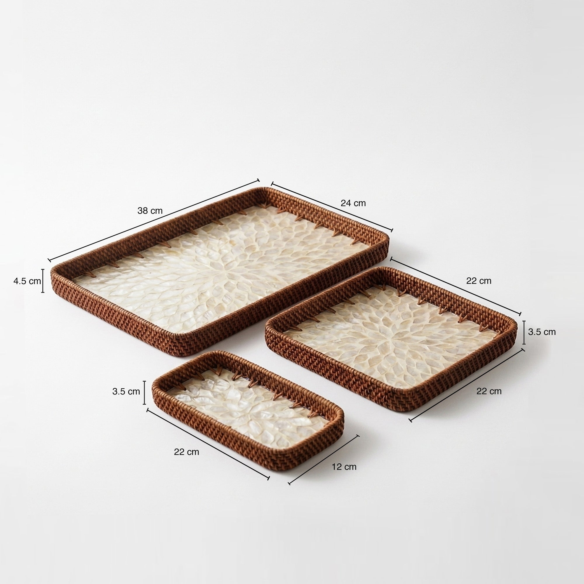 Rattan trays - Trio