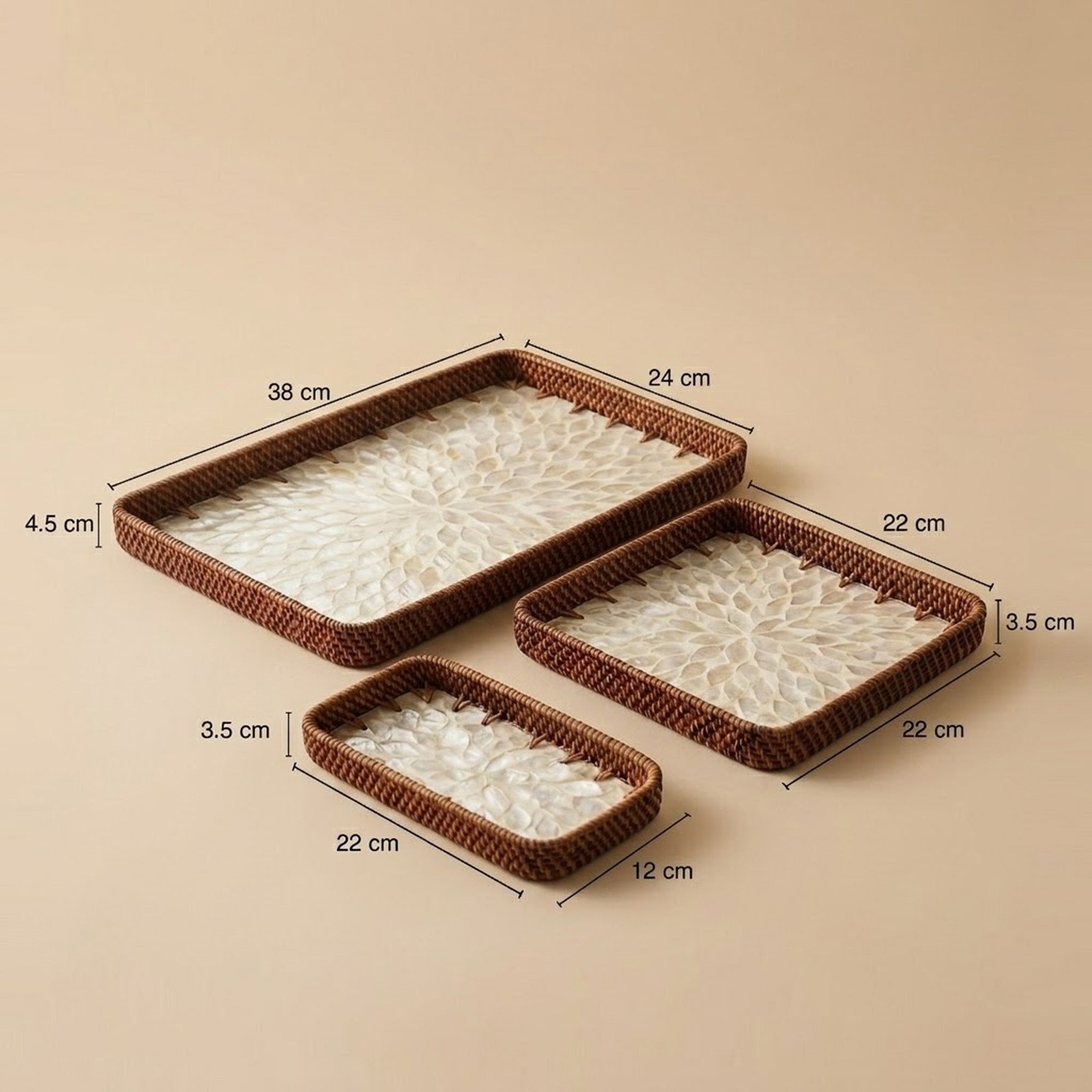 Rattan trays - Petal
