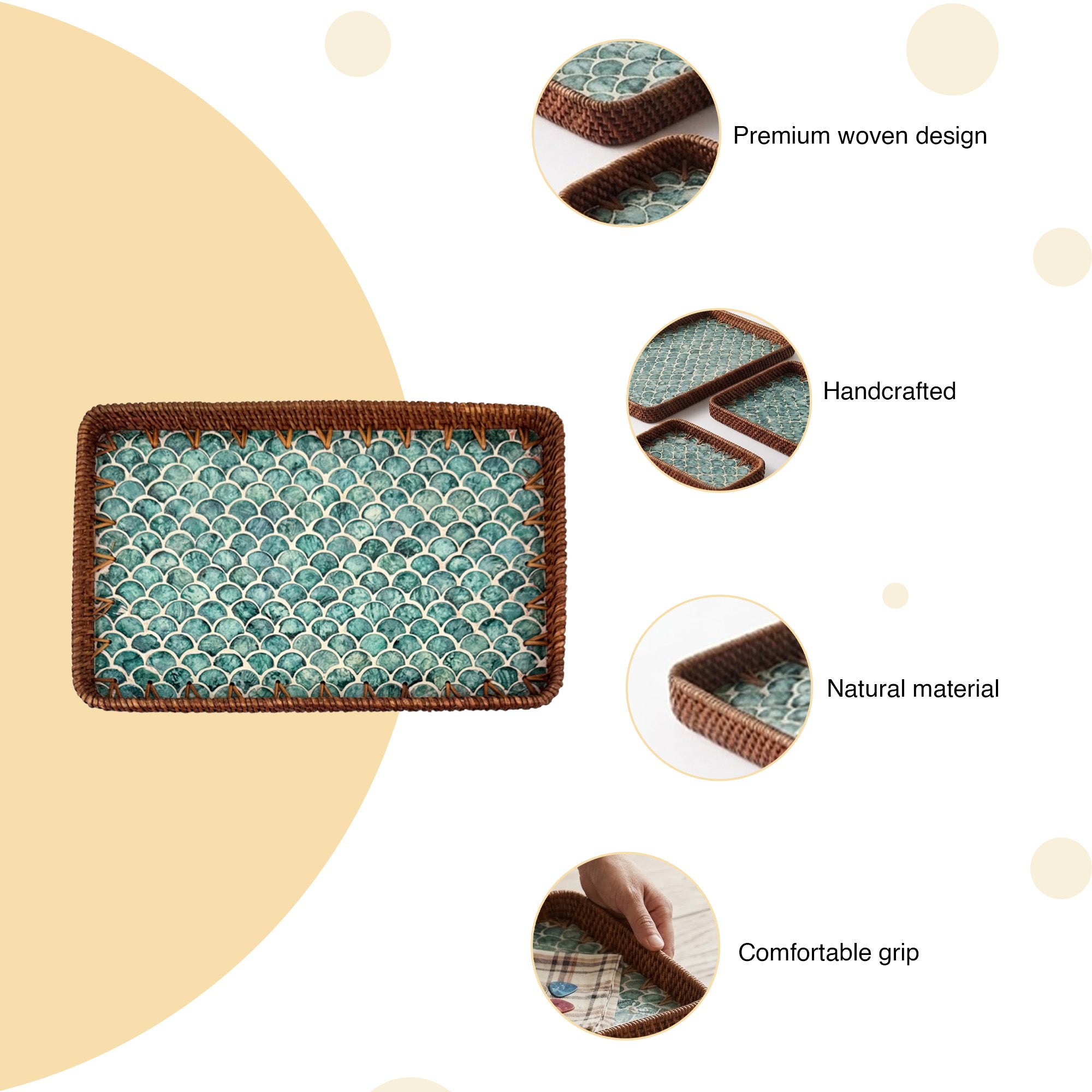Rattan trays - Trio