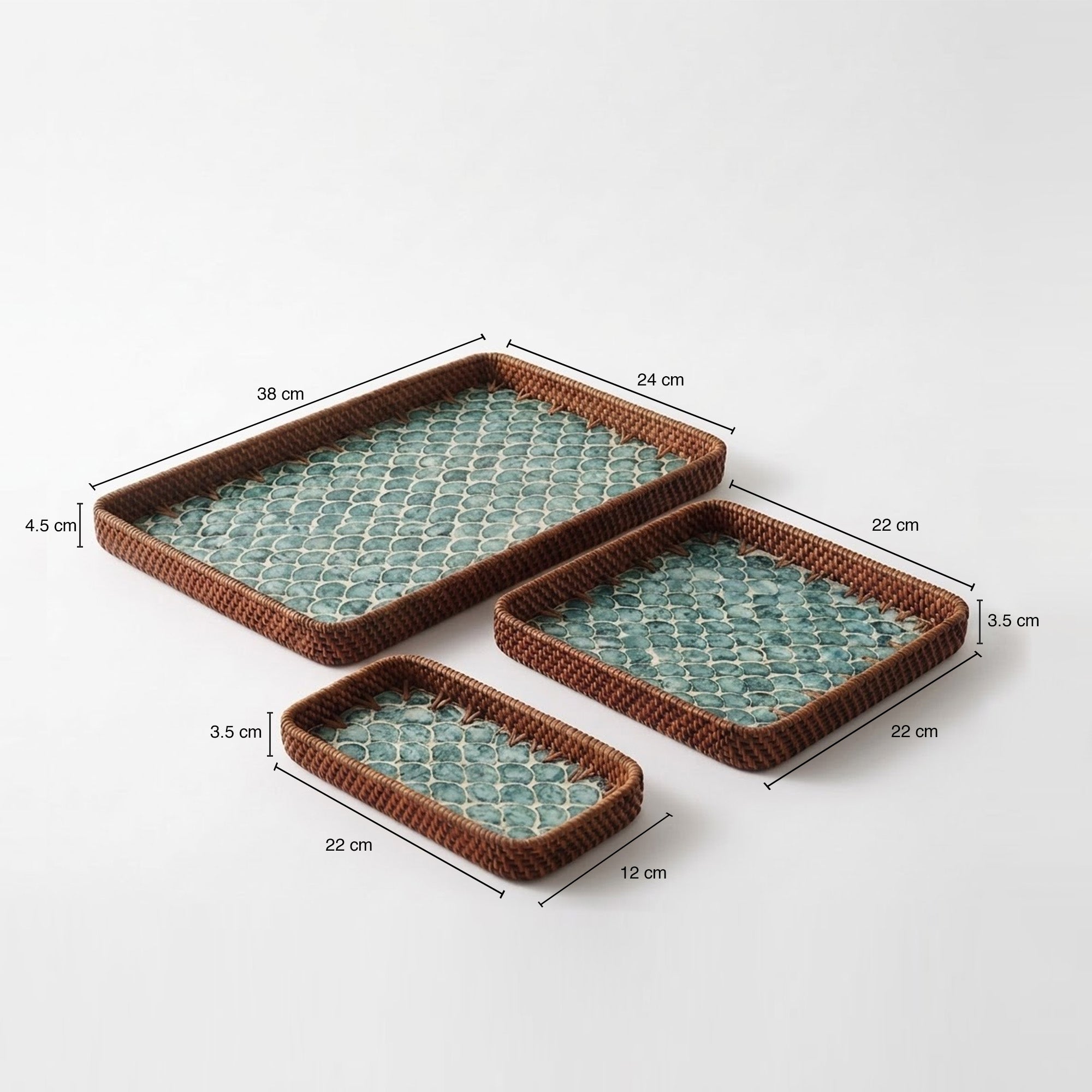 Rattan trays - Trio
