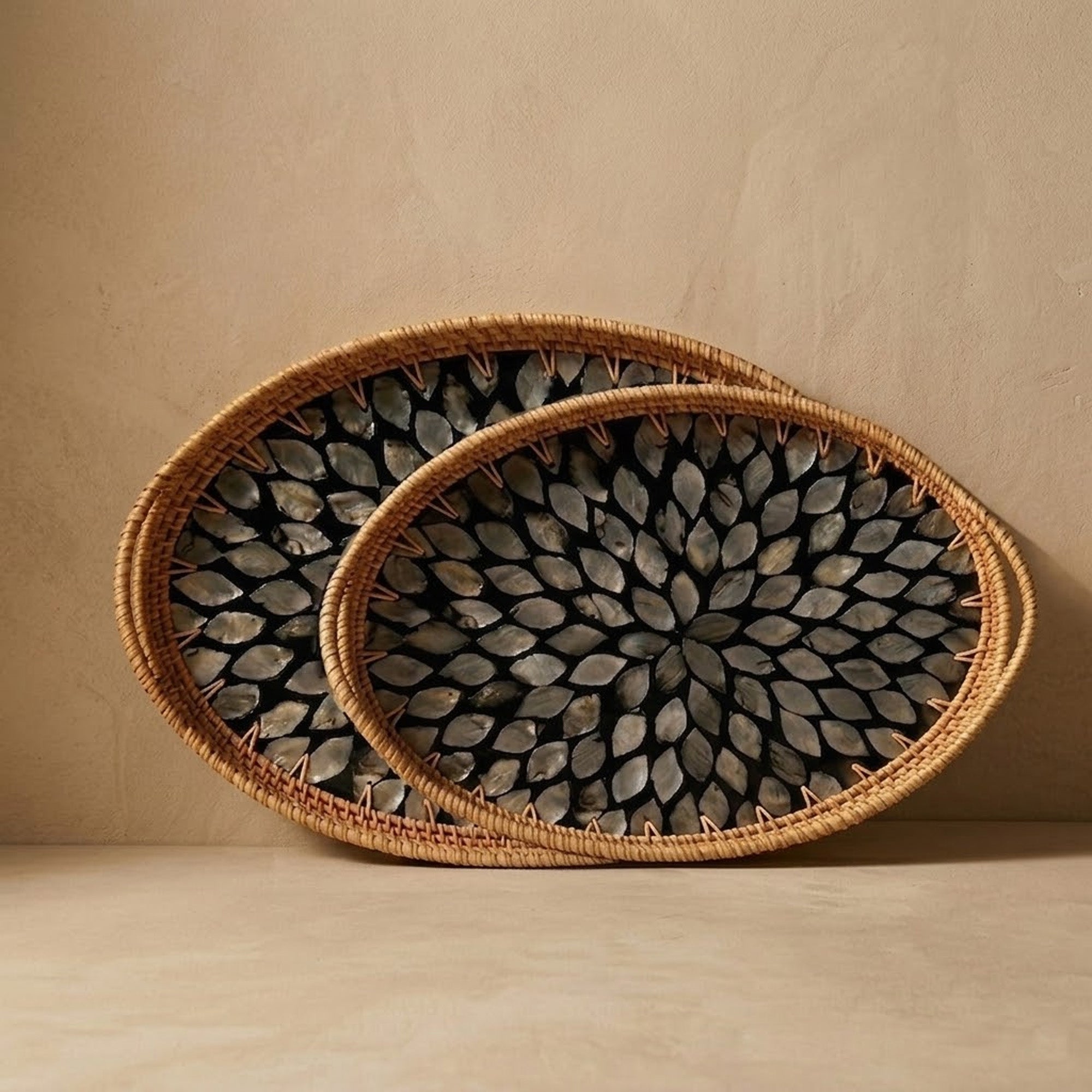 Rattan trays - Noir