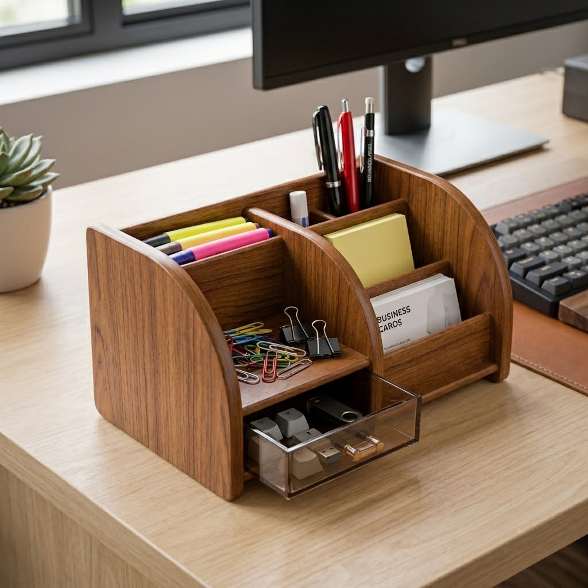 Premium Wooden Pen Stand