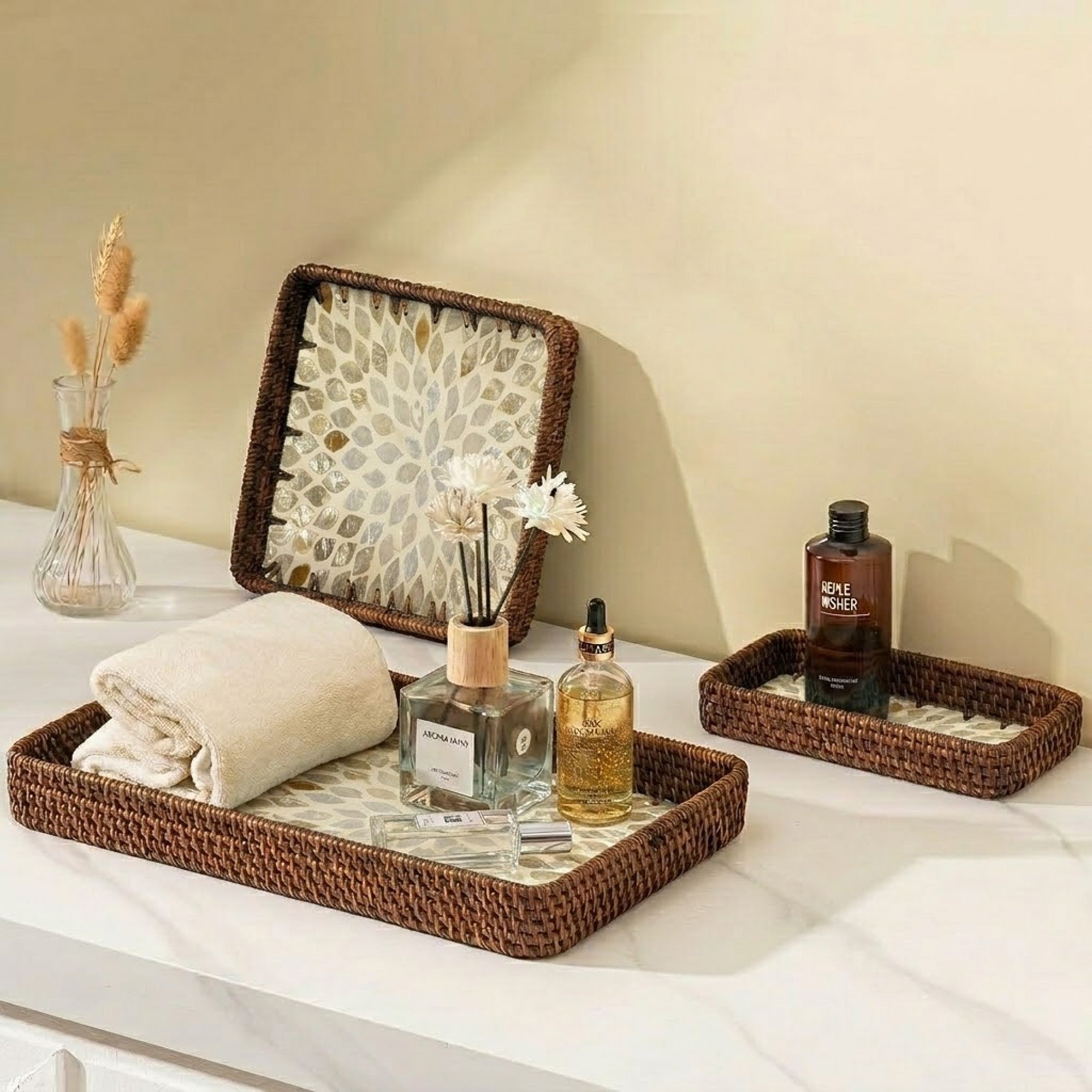 Rattan trays - Trio
