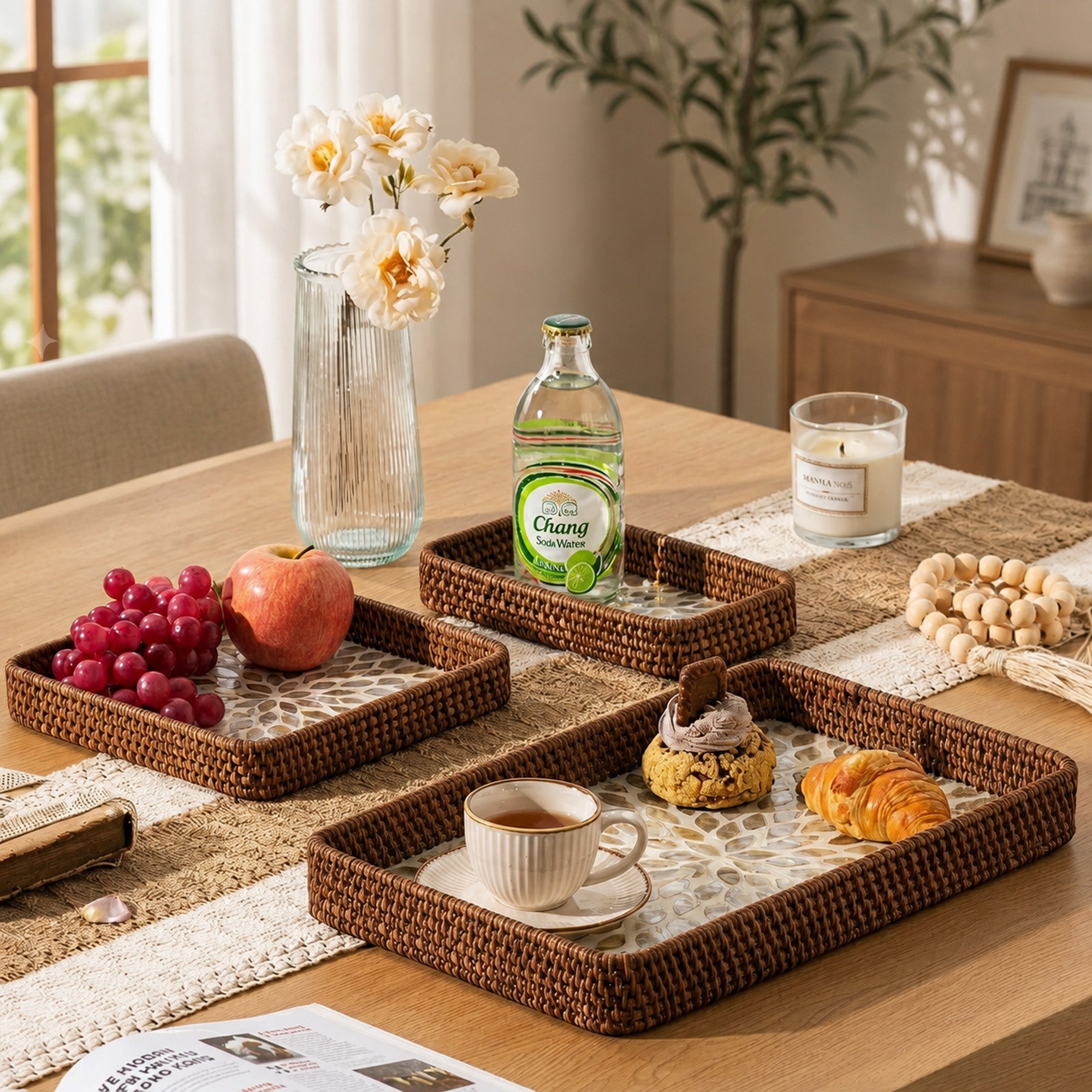 Rattan trays - Trio