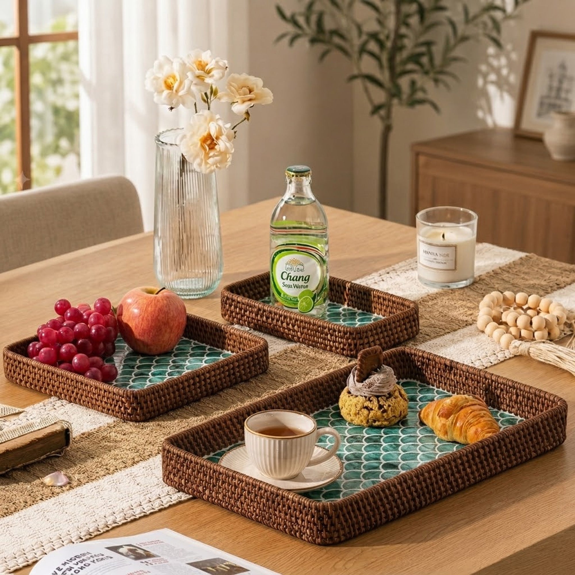 Rattan trays - Trio